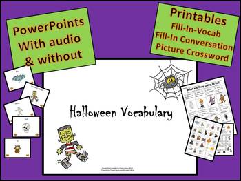 ESL Halloween Vocabulary Listening PowerPoints and Printables by Emily Ames
