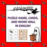 Halloween Vocabulary Puzzle Game, Cards, and Word Wall (Pr