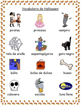 Halloween Vocabulary Spanish by Maria Plata