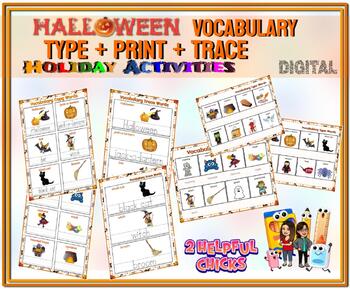 Halloween Vocabulary - TRACE / WRITE and TYPING (Digital + Pdf) | TPT