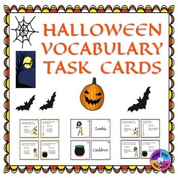Preview of ESL Halloween Vocabulary Task Cards for ELLs and Other Students - Print Version