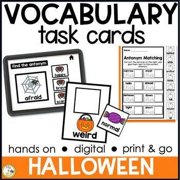 Preview of Halloween Vocabulary Task Cards for Upper Elementary - Print, Digital, & No Prep