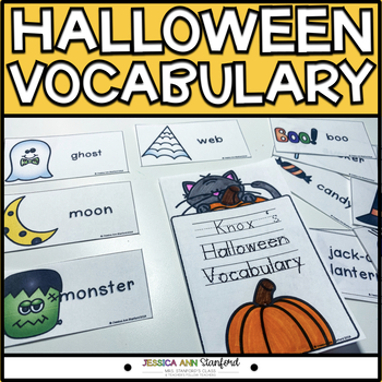 Halloween Vocabulary Word Picture Cards and Notebook Printable Activity