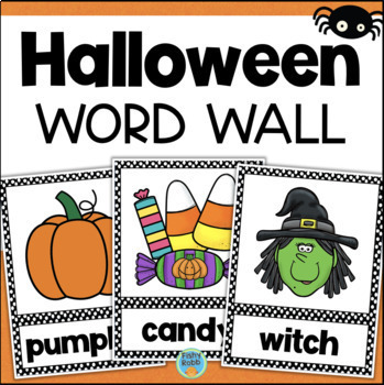 Preview of HALLOWEEN Words Vocabulary Word Wall Cards Activities Kindergarten 1st 2nd Grade