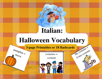 Preview of Halloween Vocabulary in Italian/ English Printables or Flashcards