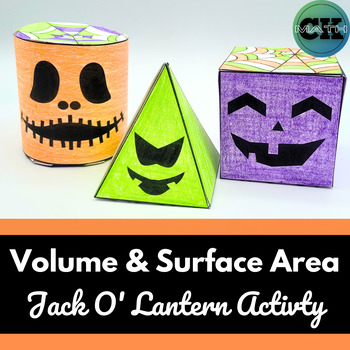 Preview of Halloween Volume and Surface Area Jack-O'-Lanterns - Hands On Nets Math Activity