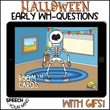 Preview of Halloween WH-Questions Boom™ Cards w GIFS | Who What Where Questions Halloween