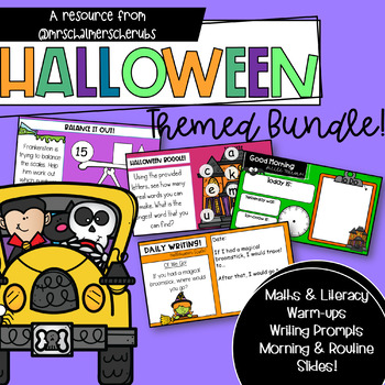 Preview of Halloween Warm-Ups, Writing Prompts & Morning slides! |Theme Pack | Australian |
