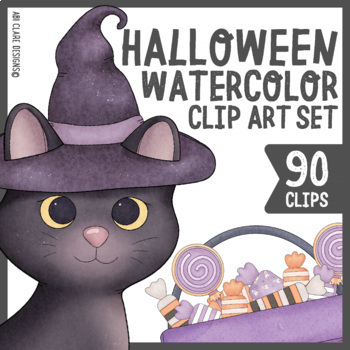 Preview of Halloween Watercolor Clip Art Set (90 CLIPS)