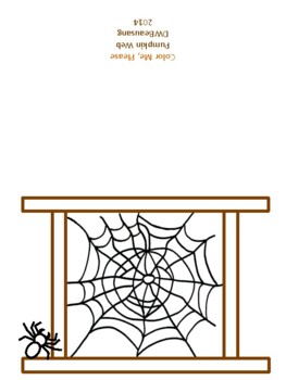 Preview of Halloween Spider Web Card and Worksheet - Hidden Pumpkin. Color Me, Please