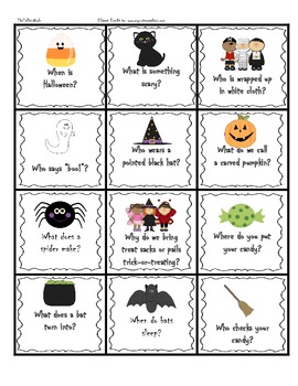 Halloween Wh-Question Cards FREEBIE by TheTalkingOwl | TpT