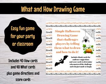 Preview of Halloween What and How Drawing Game - Classroom party, youth group, teen party,