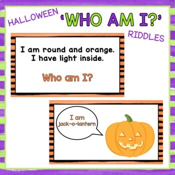 Preview of Halloween 'Who Am I?' Riddles - Brain Break - Virtual Halloween Party
