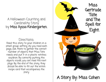 Preview of Halloween Witch Counting and Cardinality Interactive Story Book and Worksheet
