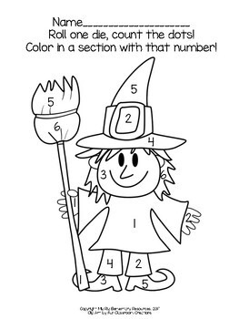Halloween Witch Dice Roll Game! by Miz Riz Elementary Resources | TpT