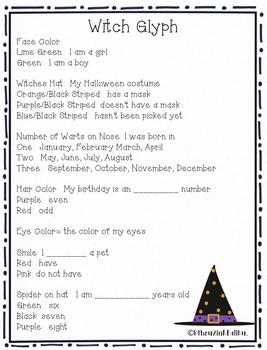 Halloween Witch Glyph-A Math Craftivity by Malibu Mutts - Kthru2inMalibu
