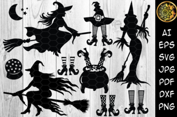 Preview of Halloween Witch SVG Sihouette Clip Art