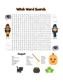 Preview of Halloween Witch Word Search – Halloween Word Search FUN! (color)