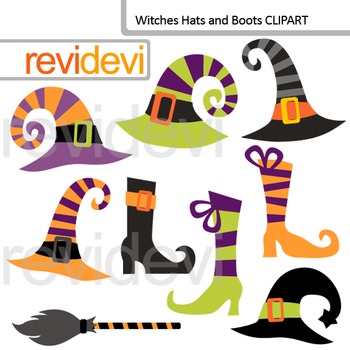Preview of Halloween Witches Hats and Boots clip art - commercial use