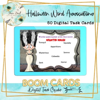 Preview of Halloween Word Associations BOOM Cards – Speech Therapy Distance Learning