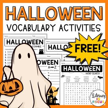 Preview of Halloween Activities | Free Vocabulary Games | Word Search | Worksheets
