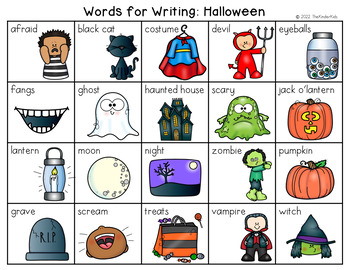 Preview of Halloween Word List - Writing Center