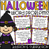 Halloween Word Problem Task Cards - Addition and Subtraction