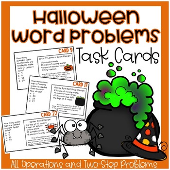 Preview of Halloween Word Problems Math Task Cards