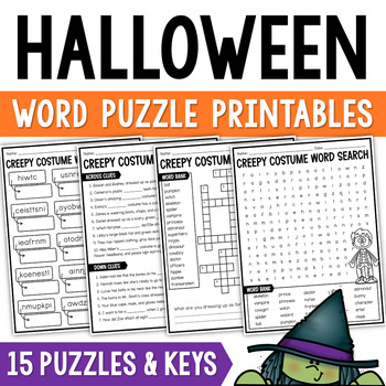 Preview of Halloween Word Puzzles | Word Search | Crossword Puzzle | Word Scramble