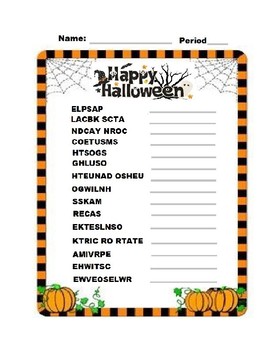 Preview of Halloween Word Scramble