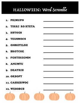 Halloween Word Scramble by HUTCH'S HAPPENINGS | TPT