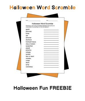 Preview of Halloween Word Scramble FREEBIE