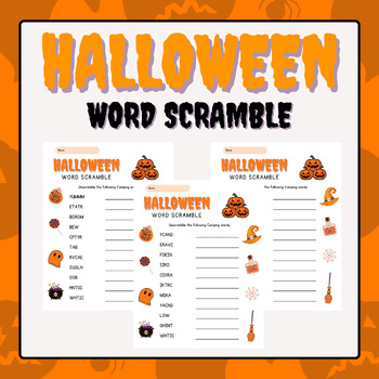 Preview of Halloween Word Scramble Puzzles | Halloween Activities 