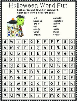 halloween word search by cindy lou s 1st grade whos tpt
