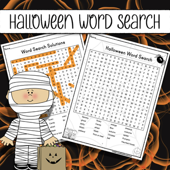 Preview of Halloween Word Search - 20 Spelling Words Grades 2-5