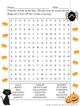 Halloween Word Search by Melissa Fijal - Tales of a Teacher | TPT