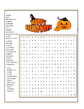 Preview of Halloween Word Search 36 words