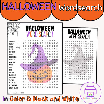 Halloween Word Search by Print and Play Days | TPT