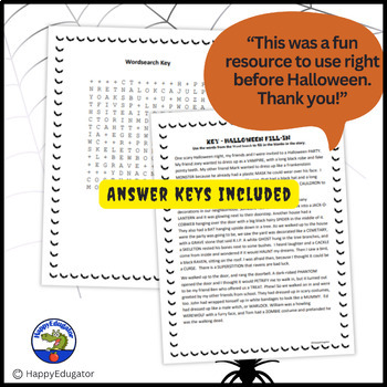 Halloween Word Search and Fill in the Blank Story w/ Easel Activities