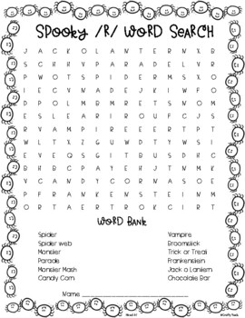 Preview of Halloween Word Search-Articulation-Mixed /r/ Word Search-NO PREP