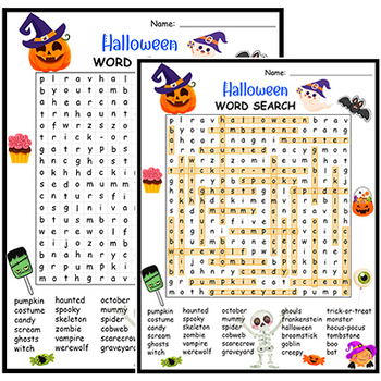 Halloween Bundle - Mad Lib, Word Search, Crossword Puzzle by Teacher  Teamwork