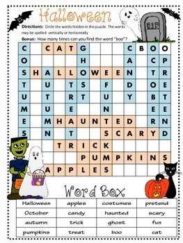 Halloween Bundle - Mad Lib, Word Search, Crossword Puzzle by Teacher  Teamwork