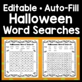 Halloween Word Search -Editable Auto-Fill! {3 Different Sizes!}