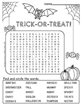 Halloween Word Searches - FREEBIE! by Intergalactic Literacy | TpT