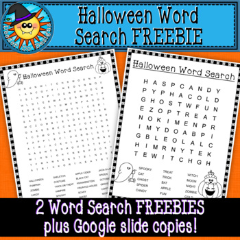 Preview of Halloween Word Search FREEBIE with Google Slide copies