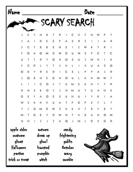 halloween word search scary search by comfy cozy classroom tpt