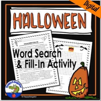 Preview of Halloween Word Search and Fill-in-the-Blank Story with Easel Activities