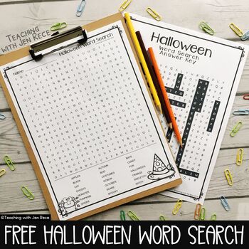 Preview of Free Halloween Word Search with TpT Easel Option