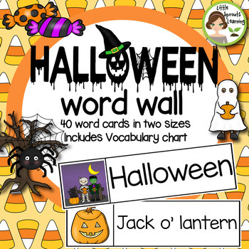 Preview of Halloween Word Wall - 40 word cards (two sizes)