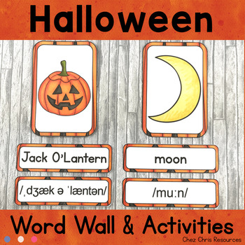 Preview of Halloween Word Wall Words, Flashcards and Matching Games